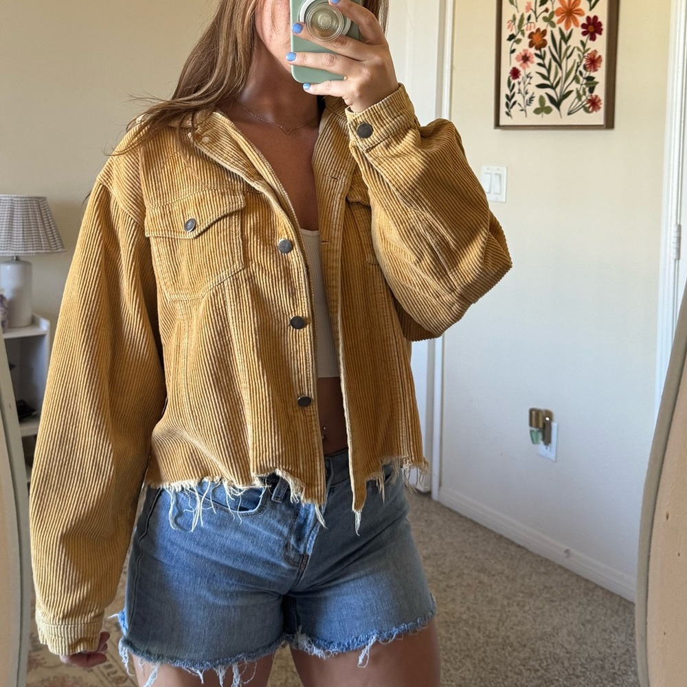 POL Mustard Corduroy Cropped Jacket